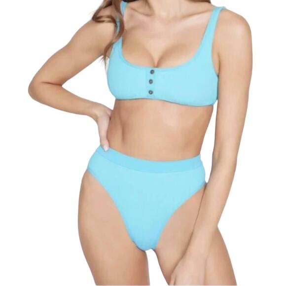 NWT! L*Space Robbie Aqua Bikini Swim Beachy Top - Size XL - Picture 1 of 7